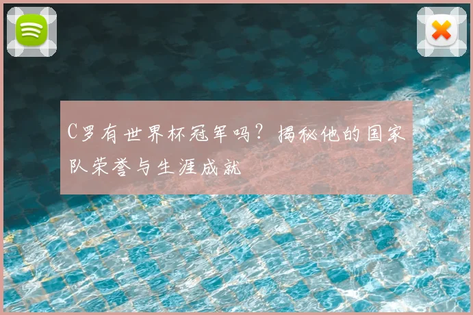 C罗有世界杯冠军吗？揭秘他的国家队荣誉与生涯成就